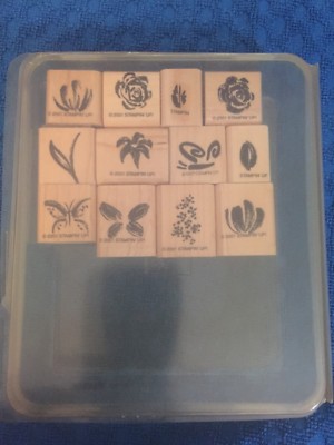 STAMPIN' UP TWO-STEP WATERCOLOR MINIS FLORAL RUBBER STAMP SET OF 12