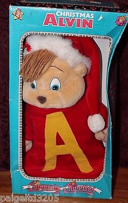 1990 Vintage Chipmunks & Chipettes Holiday Christmas ALVIN Stuffed Toy