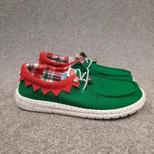 Hey Dude Wendy Holiday Elf Christmas Womens Size 8 Green Slip On Shoes Loafers