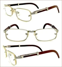 Mens Classy Elegant Sophisticated Hip Hop Clear Lens EYE GLASSES Real Wood Frame