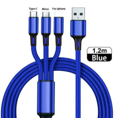 3 in 1 Fast USB Charging Cable Universal Multi Function Phone Charger Cord Lot