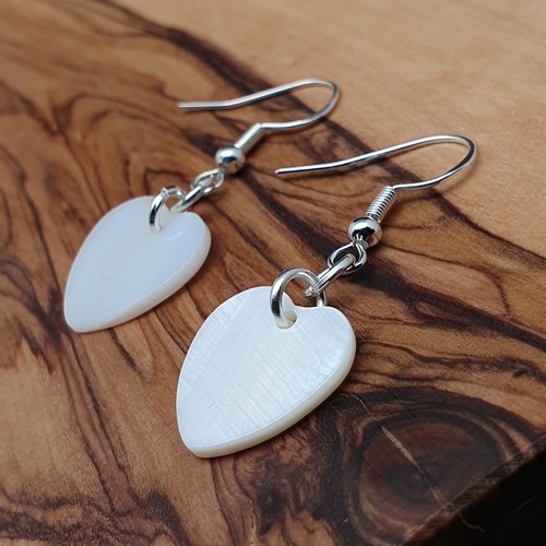 Heart Earrings White Mother Of Pearl Natural Shell Dangle Drop Sterling Silver - Picture 13 of 19