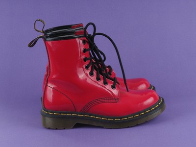 red leather combat boots