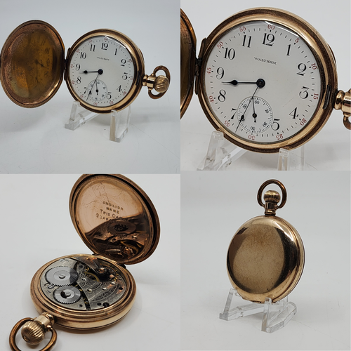 1913 Waltham Pocket Watch Grade 610 16s 7j Full Hunter English Make GF