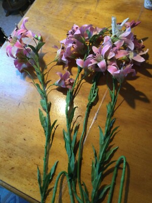 3 x große  Lilie ''Stargazer'' und 1 Schwertlilie künstliche Blumen