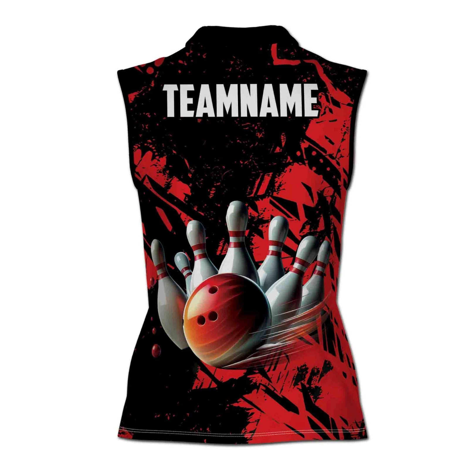 Personalized Red Bowling Team Women Sleeveless Polo