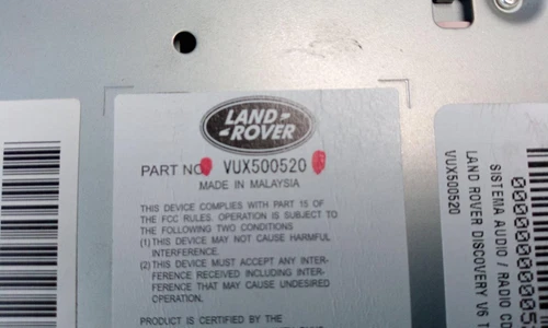 VUX500520 Sistema Audio/Radio Cd para LAND ROVER DISCOVERY V6 TD SE 2004 521528 - Imagen 5 de 10