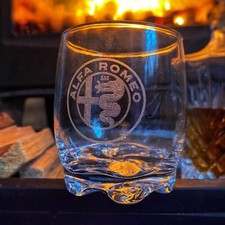 Alfa Romeo Emblem | Engraved Whisky Glass Tumbler - Car Enthusiast Gift