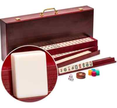American Mahjong Set 166 Yellow Mountain Imports Classic Royale Wooden Case YMI
