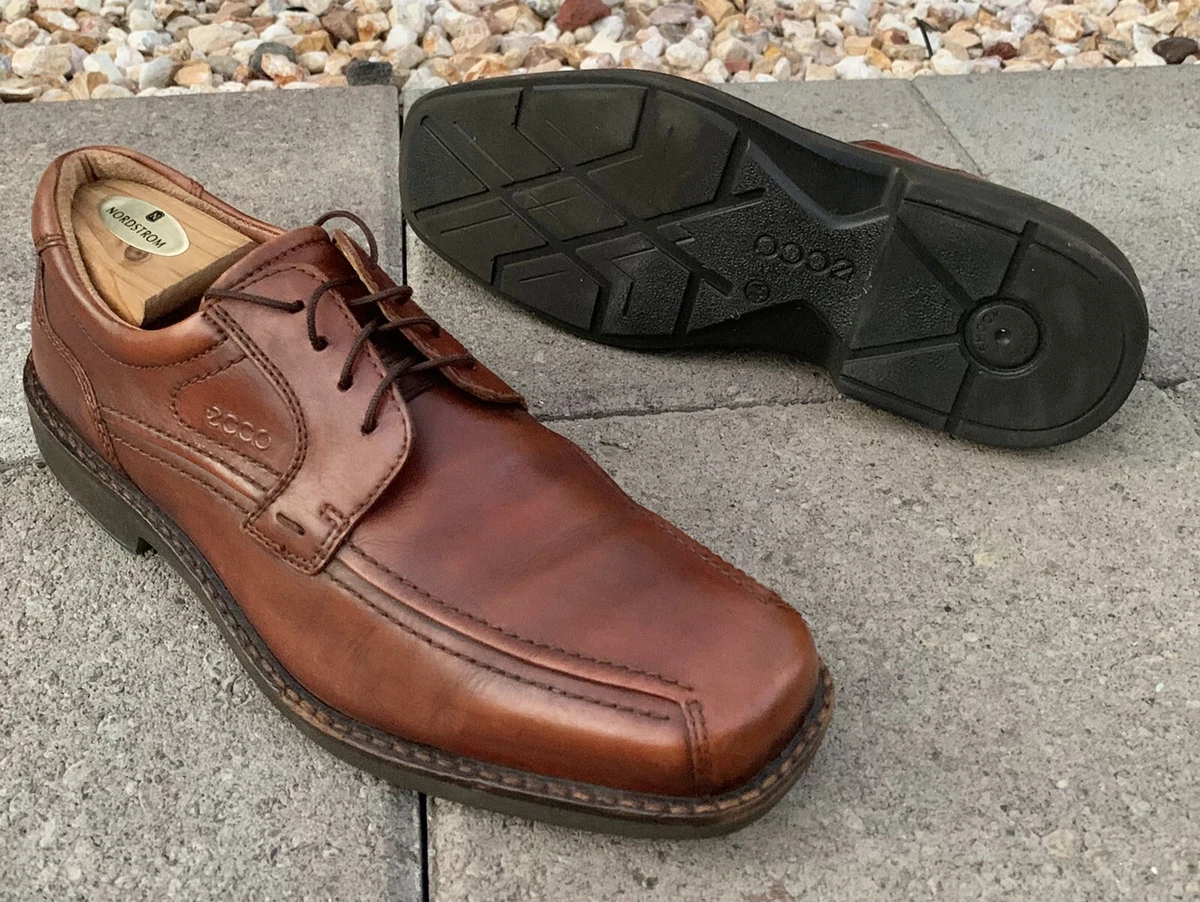 ECCO Oxfords Casual Dress Shoes Mens 10 EU 44 Bicycle Toe Brown Leather Comfort