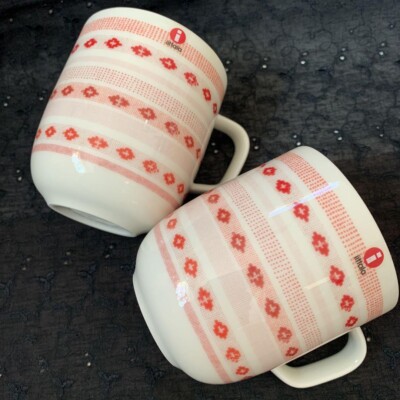 Iittala Sarjaton Tikki Red Mug Cup 360ml Pair Set Used F/S From