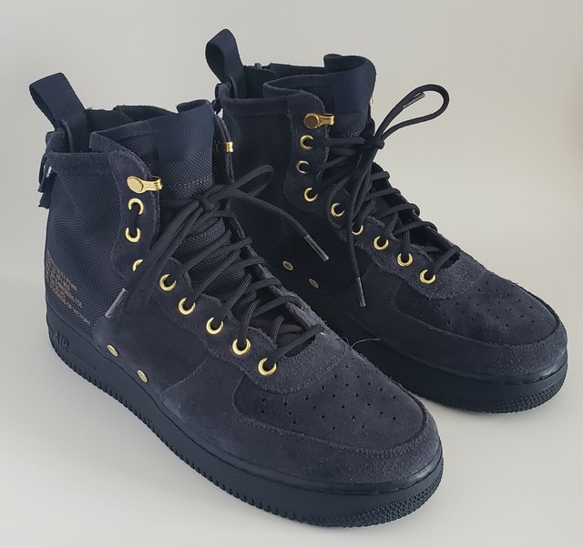 nike sf air force 1 mid obsidian metallic gold