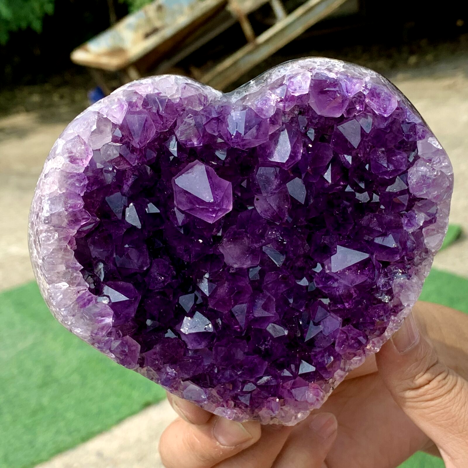 1.39LB Natural Amethyst Heart-Shaped Quartz Cluster Crystal Specimen for Healing Energy