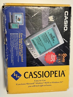   VTG CASIO Cassiopeia 8MB Palm Size PC E-11 Hand-Held PC  in Box W/New Battery