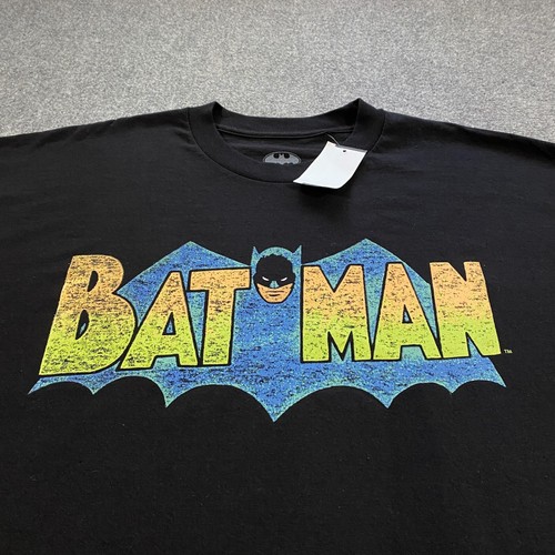 Batman Retro 1940s Comic Book Logo Shirt Adult 3XLT Black DC Classic Cartoon NWT - Picture 3 of 13