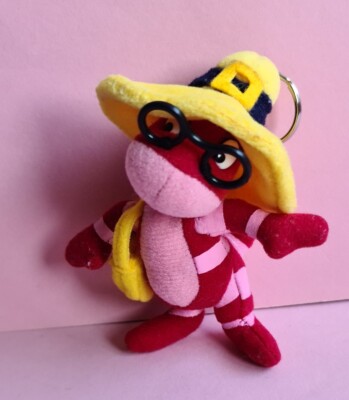 Salamander  mit Hut, Brille und Tasche  Plüsch Schlüsselanhänger 11 cm 