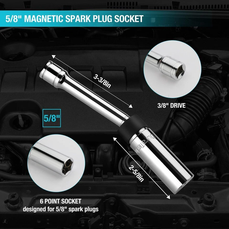 DURATECH 5/8" Swivel Magnetic Spark Plug Socket Enhanced Magnetic Head CrV Steel - Image 2 of 4