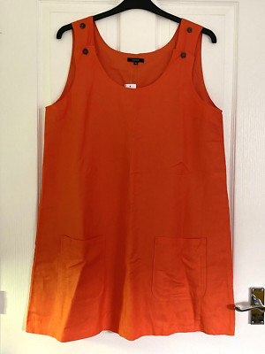 Floryday 60er Jahre Stil A-Linie Kleid mit Taschen. XL 16 42'' Brustumfang orange gefüttert neu mit Etikett!