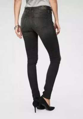 Herrlicher Baby Slim Push Up Jeans Schwarz Damen Stretch Denim Skinny Hose W25