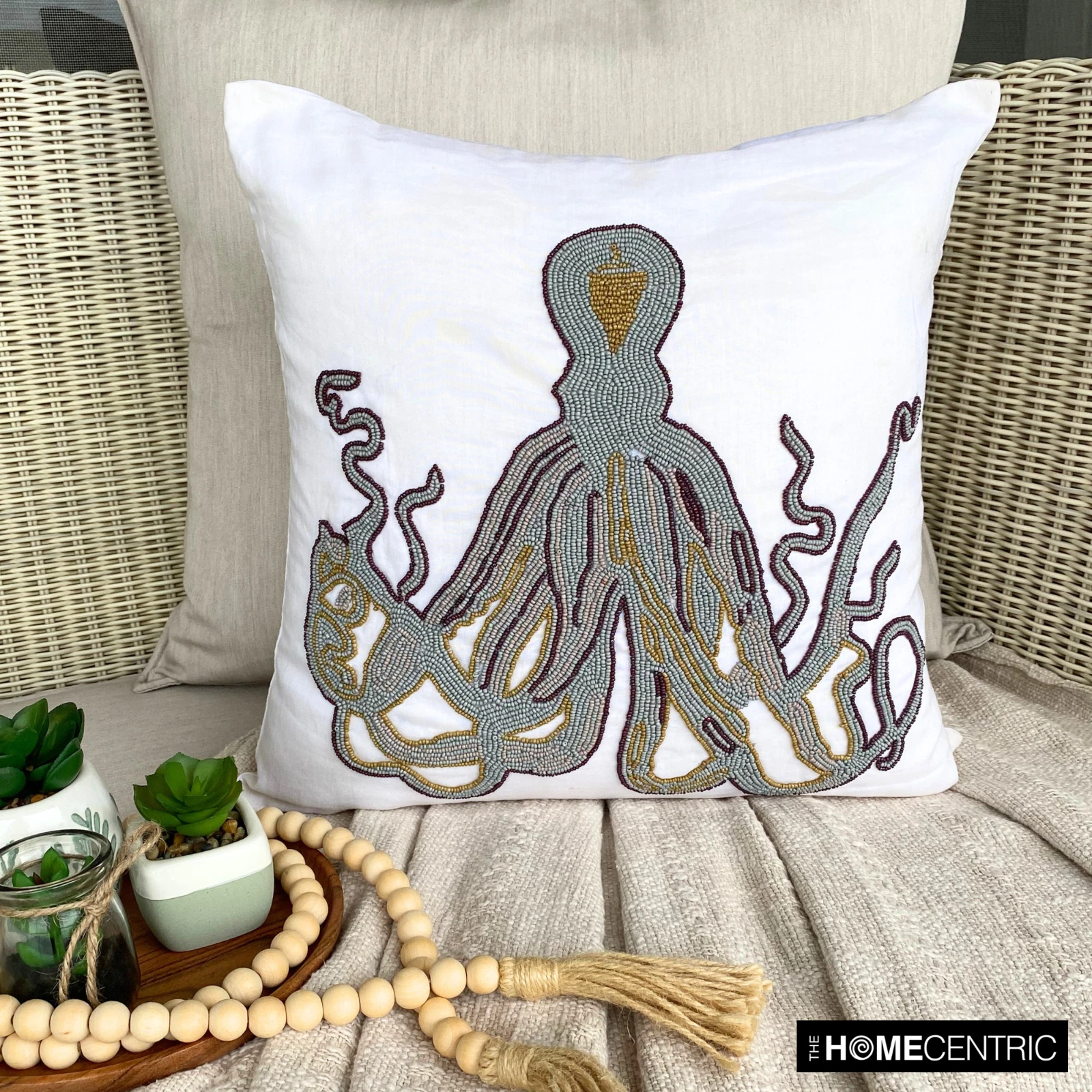Square Decorative Pillow Case Grey 16"x16", Bed Decor Cotton - Grey Squid
Opens in a new window or t