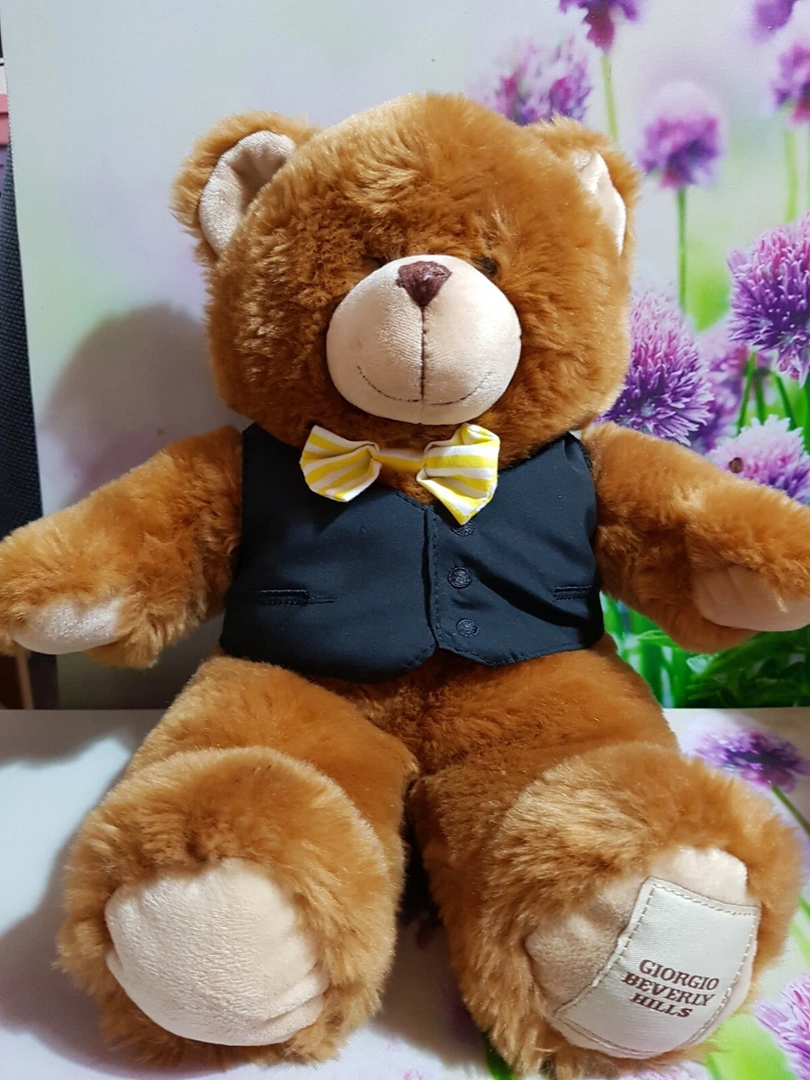 GIORGIO BEVERLEY HILLS TEDDY BEAR WITH WAISTCOAT TIE SUPER SOFT BROWN TEDDY 14