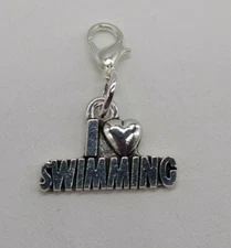 1pc or 10pc "I Heart Swimming" Zipper Pull/ Charm/ Pendant/ Keychain Bulk Gift