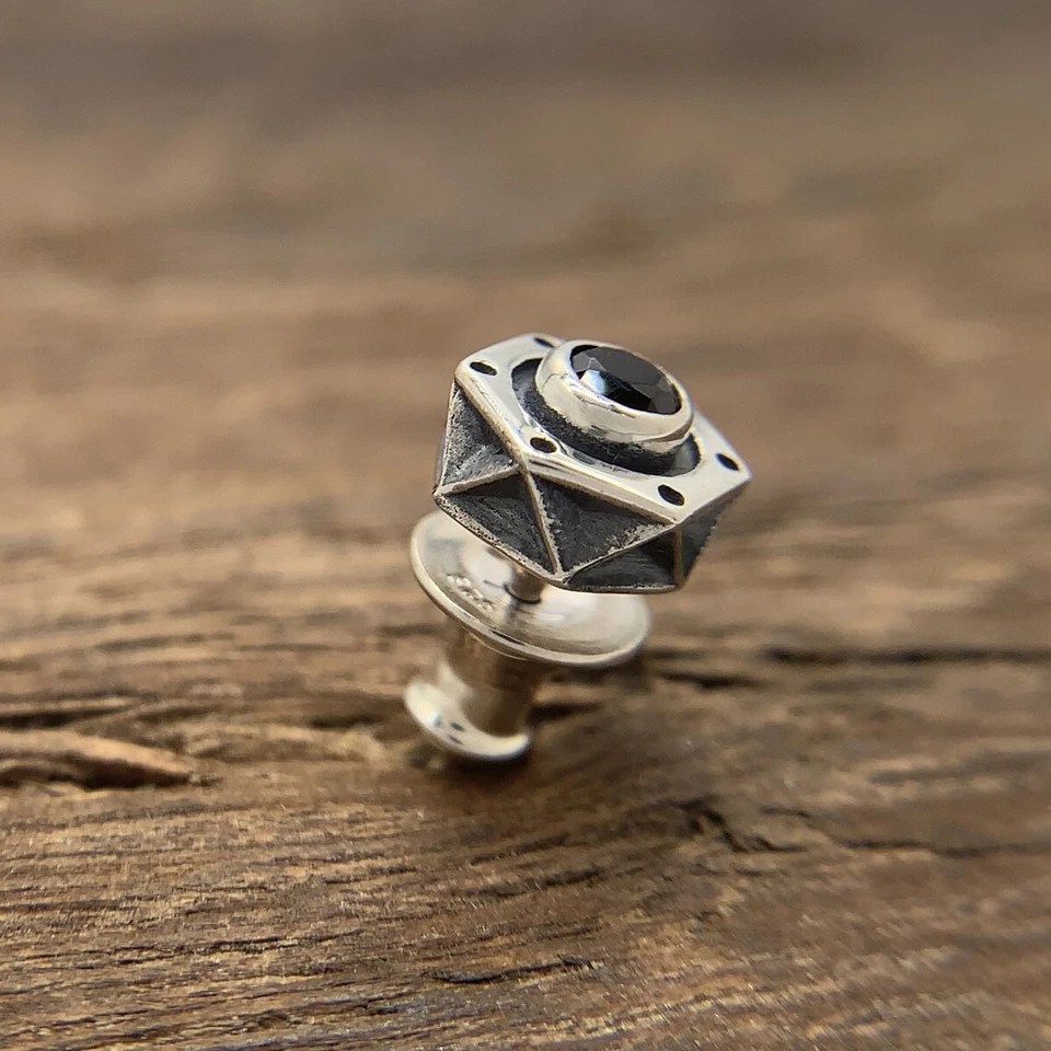 Pendientes granate para hombre, pendientes de motociclista para hombre, joyería mecánica, plata de ley, PE39 Foto 3 de 4