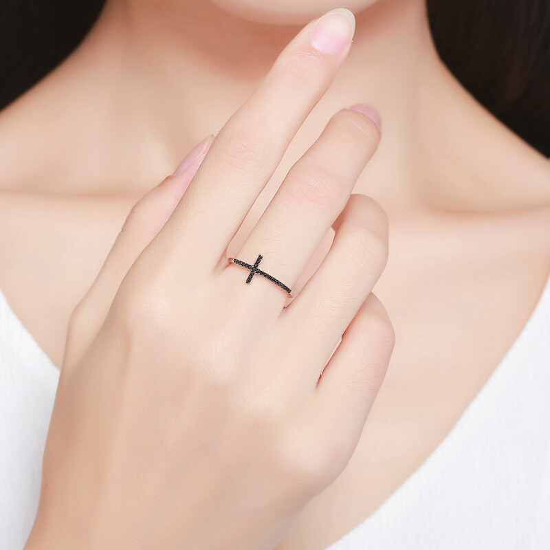 Authentic 925 sterling Faith Cross Shape Finger Rinsg with