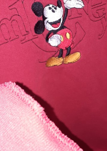 Vintage 90s Disney Mickey Mouse Embroidered Red Sweatshirt Medium/Large - Picture 6 of 7