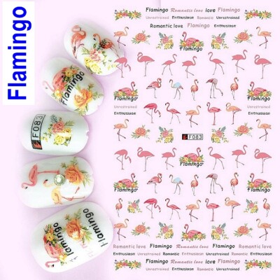 Flamingo Love Lovely Bear Cat Rabbit Owl Squirrel Animal 3D Nail Art Sticker