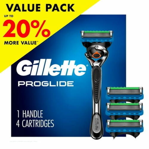 Gillette ProGlide Men's Razor Value Pack, 1 Handle & 4 Razor Blade Refills,