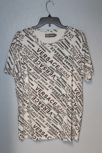 VERSACE All Over Print White T Shirt Spell Out AOP Men 2XL