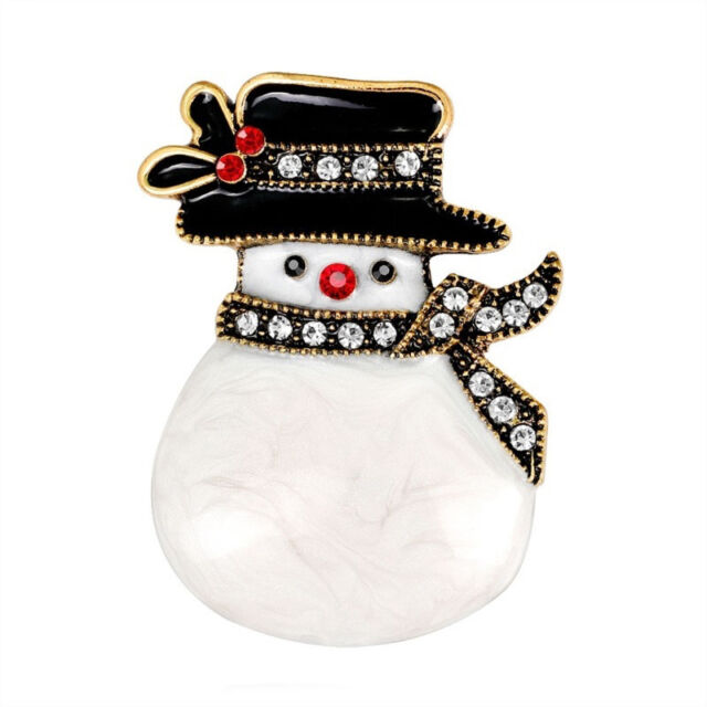 Charm Imitation Crystal Rhinestone Xmas Hat Snowman Brooch Pin Women Jewelry B