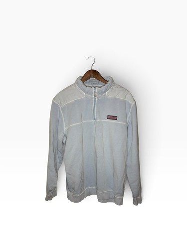Vineyard Vines Shep Shirt Pullover Mens XL Sky Blue Quarter Zip Cotton Whale