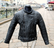 Giubbotto pelle chiodo moto tedesco biker vintage uomo taglia L
