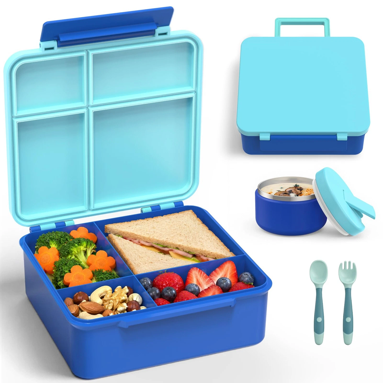 LOHASOK Bento Lunch Box Kids with 8oz Soup Thermo, Leak-Proof Lunch Container...