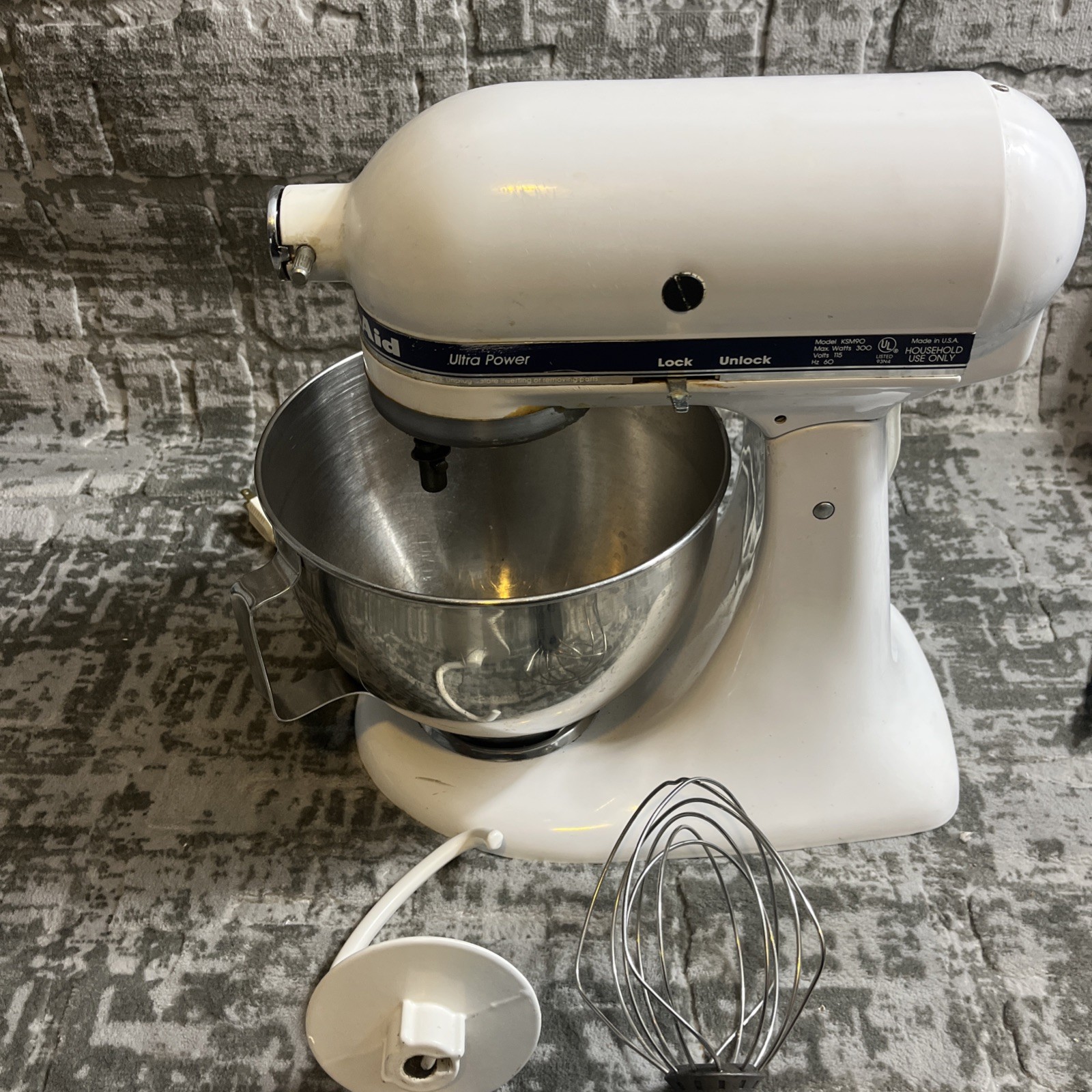 KitchenAid KSM90 Ultra Power Stand Mixer with Bowl & 2 Attachments in White-image