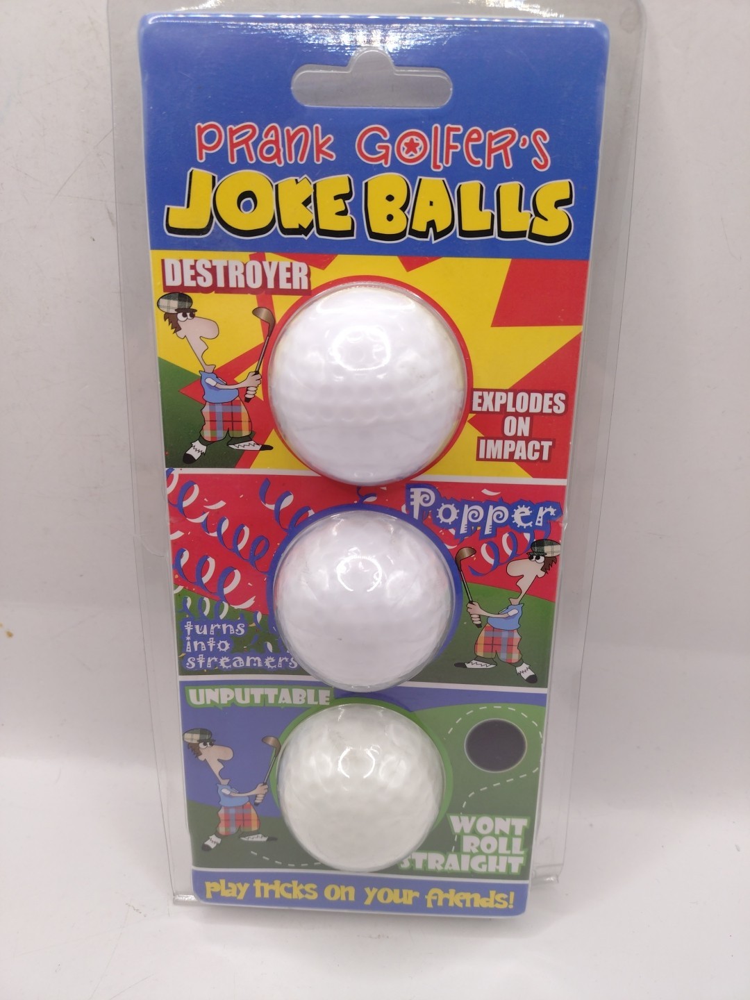 Longridge Prank Golfers Joke Balls - 3Pk Exploding, Popper, Unputtable