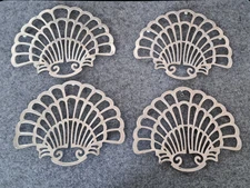 SET OF 4 Vintage Silverplate Clamshell Trivets SeaShell Hotplate