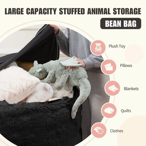 Bean Bag Cover(No Filler), Faux Fur Comfy Bean Bag Chairs for Adults, Washabl... - Picture 3 of 8