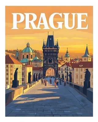 Prague Cityscape Poster Wall Art - Vibrant Urban Decor Premium Quality