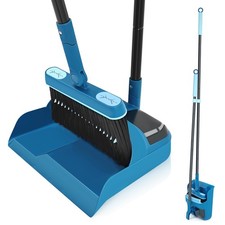 Dustpan and Brush Set, 54 inches Long Handle Swivel Broom, Upright Foldable D...
