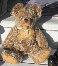 VINTAGE STEIFF TEDDY BEAR GERMAN CURLY MOHAIR ZOTTY 1950 60 CUTE TOY HERMANN 15"