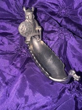 Vintage Ręcznie odlew TPB Tinn Pewter Wikingowie i statek Otwarta figurka piwnicy solnej EVC