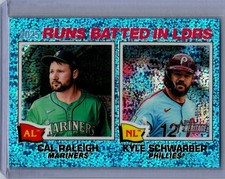 2026 Topps Heritage - League Leaders Kyle Schwarber, Cal Raleigh #3 Blue Speckle