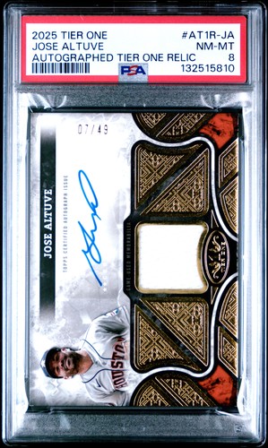 2025 TOPPS TIER ONE AUTOGRAPHED TIER ONE RELICS #AT1R-JA JOSE ALTUVE 7/49 PSA 8