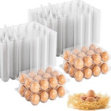 100 Pack 12 Count Plastic Egg Cartons Containers 3x4 Grids Bulk
