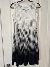 HAANi Black & White Petite Belted Dress