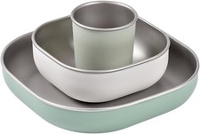 BEABA Stainless Steel Meal Set - Microwave  Oven Safe Bowls Sage