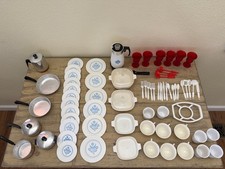 RARE Vintage Corelle Cornflower Play Dishes Complete Set